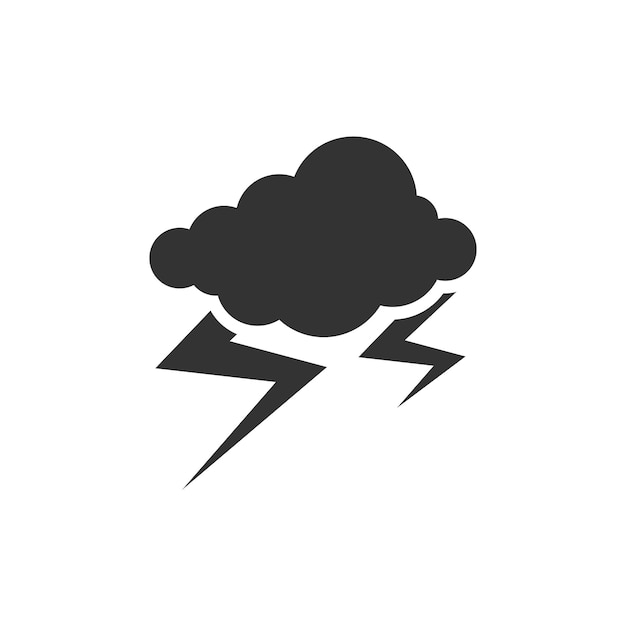 Ícone nublado da tempestade do tempo em preto e branco