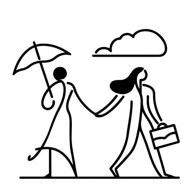 Vetor Ícone ou logotipo de casal em estilo de linha moderna igualdade de gênero