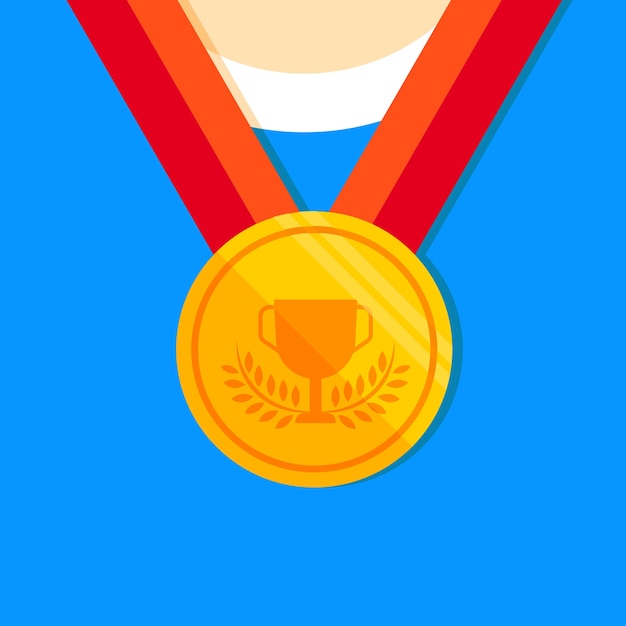 Ícone plana de medalha de ouro