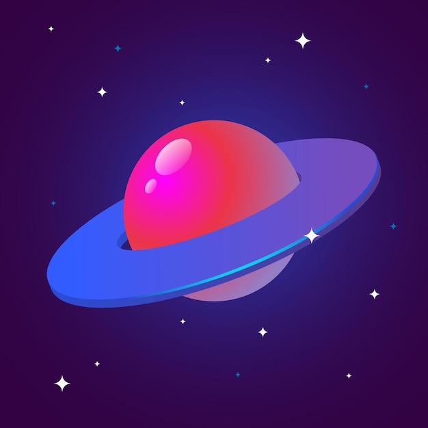 Ícone Planeta Saturno Júpiter Urano Netuno com anel ao redor do design de símbolo 3d realista