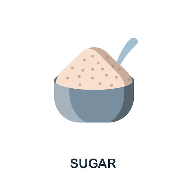 Ícone plano de açúcar elemento simples de cor da coleção de nutrição ícone de açúcar criativo para infográficos de modelos de web design e muito mais
