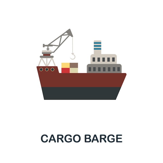 Ícone plano de barcaça de carga sinal simples da coleção de logística ilustração de ícone de barcaça de carga criativa para infográficos de web design e muito mais