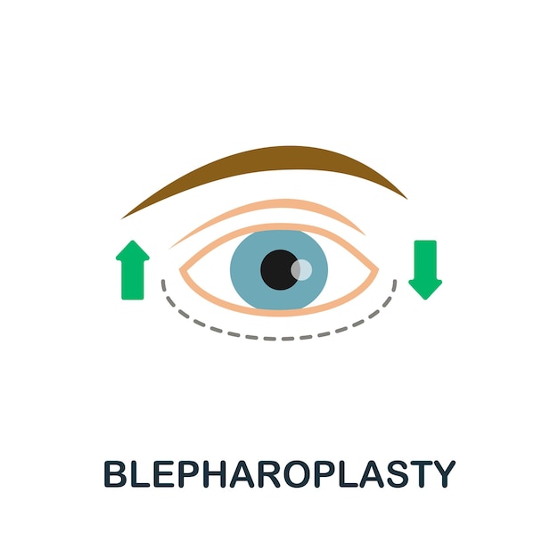 Ícone plano de blefaroplastia sinal colorido da coleção de cirurgia plástica ilustração criativa do ícone de blefaroplastia para infográficos de web design e muito mais