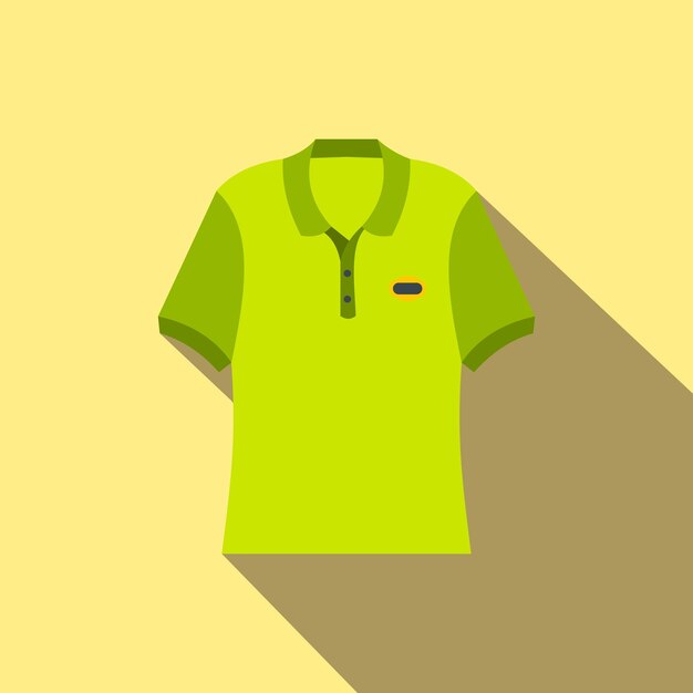 Vetor Ícone plano de camisa polo masculina verde em um fundo amarelo