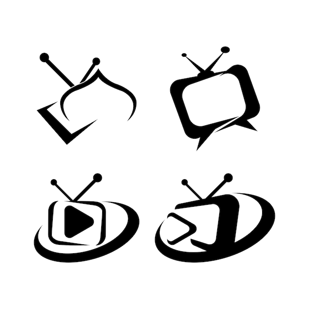 Ícone plano de design de logotipo de tv