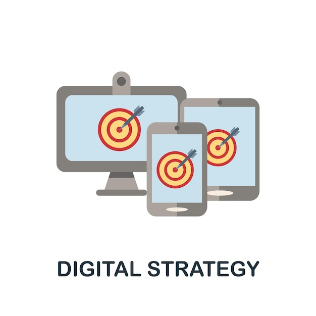Ícone plano de estratégia digital elemento simples da coleção de gerenciamento de projetos ícone de estratégia digital criativa para infográficos de modelos de web design e muito mais