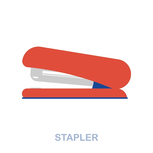 Ícone plano de grampeador Sinal de elemento colorido da coleção de ferramentas de escritório Sinal de ícone de grampeador plano para infográficos de web design e muito mais