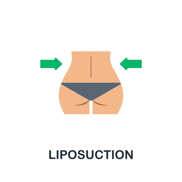 Ícone plano de lipoaspiração sinal colorido da coleção de cirurgia plástica ilustração de ícone de lipoaspiração criativa para infográficos de web design e muito mais