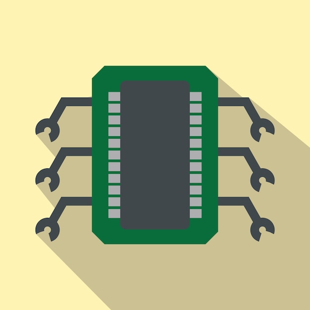 Ícone plano de microchip em um fundo bege