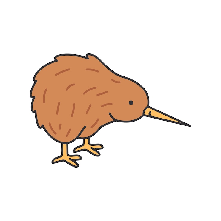 Vetor ícone plano de pássaro kiwi ilustração vetorial de pássaro kiwi