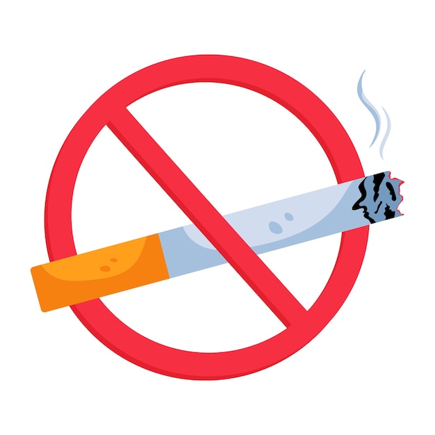 Vetor Ícone plano de proibição de fumar