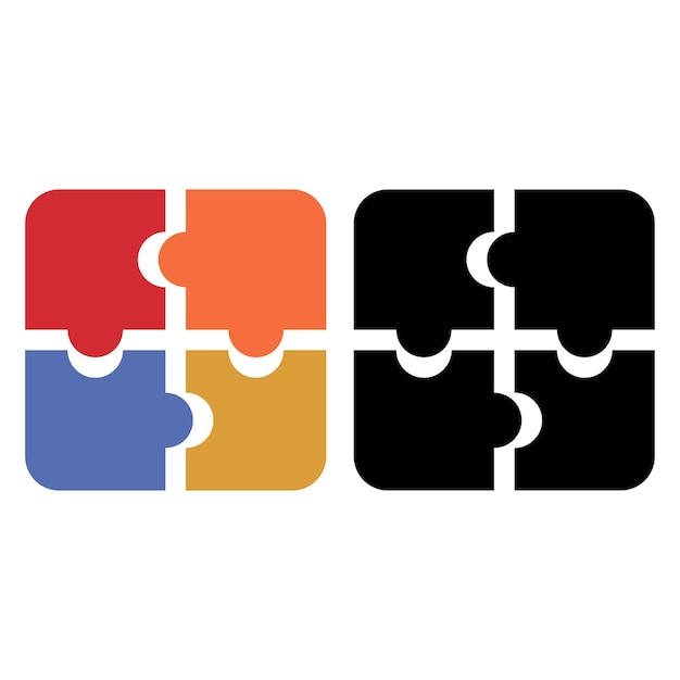 Ícone plano de quebra-cabeça simples símbolo de quebra-cabeça escuro e colorido ou elemento de logotipo de quebra-cabeça