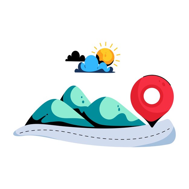 Ícone plano do destino de montanha