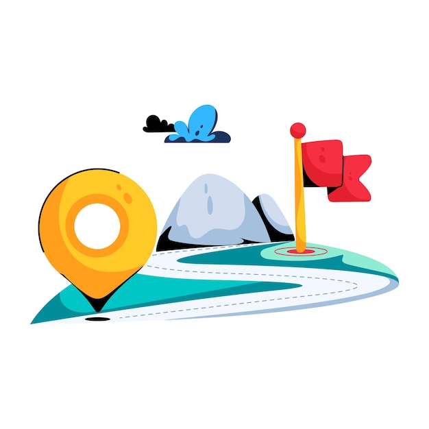 Ícone plano do destino de montanha