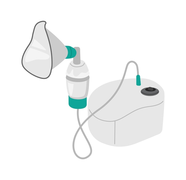 Ícone plano do inalador de vapor de máscara tratamento da asma