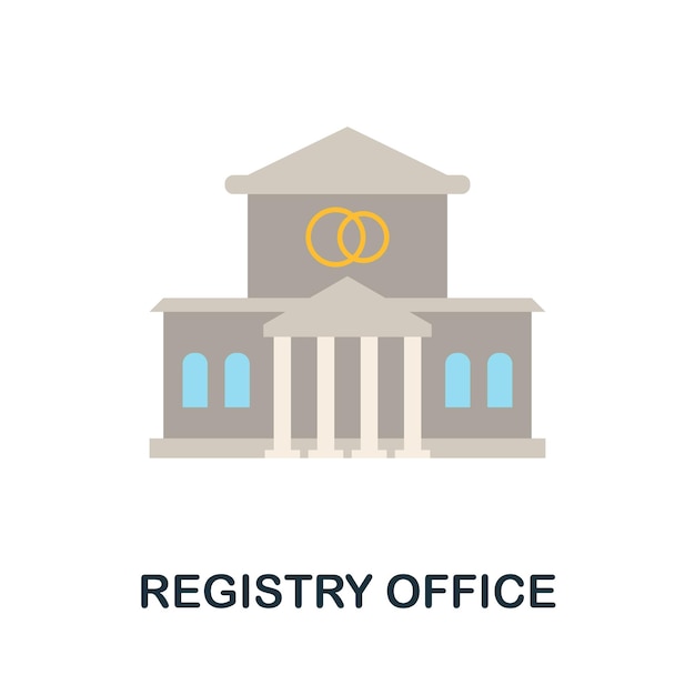 Ícone plano do registry office elemento simples de cor da coleção de casamento ícone do creative registry office para modelos de web design infográficos e muito mais