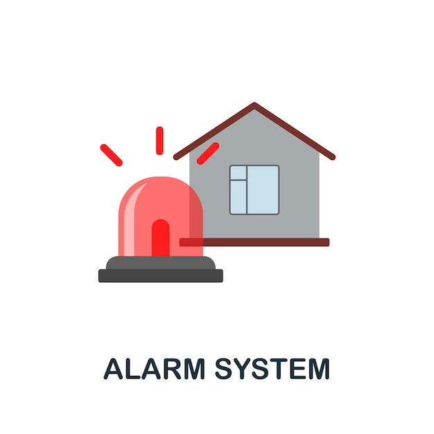 Ícone plano do sistema de alarme sinal colorido da coleção de segurança em casa ilustração de ícone do sistema de alarme criativo para infográficos de web design e muito mais