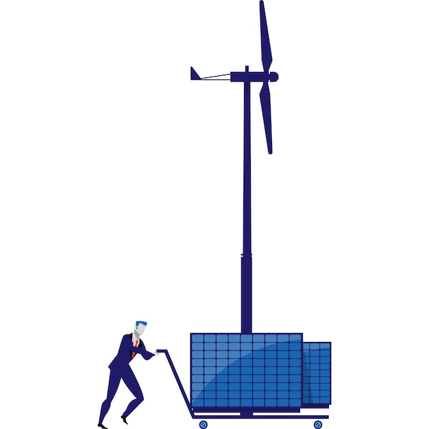 Vetor Ícone plano do vetor de negócios e energia verde