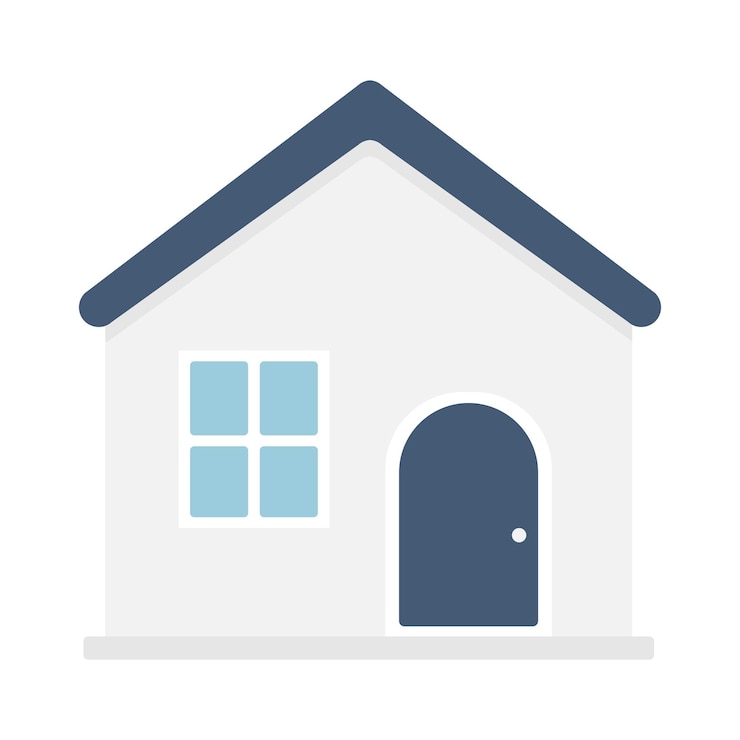 Vetor ícone plano em casa linda casa com telhado azul sinal de propriedade privada