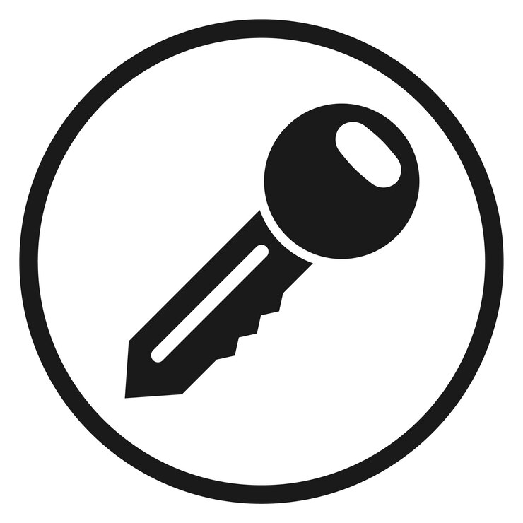 Vetor ícone preto chave símbolo redondo sinal de acesso