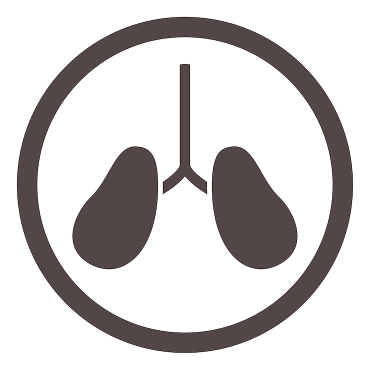 Vetor ícone preto dos pulmões símbolo redondo do sistema respiratório