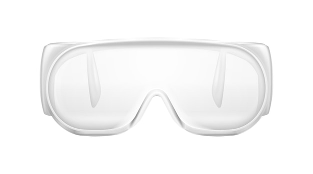 Ícone realista de óculos de proteção de plástico na ilustração vetorial de fundo branco