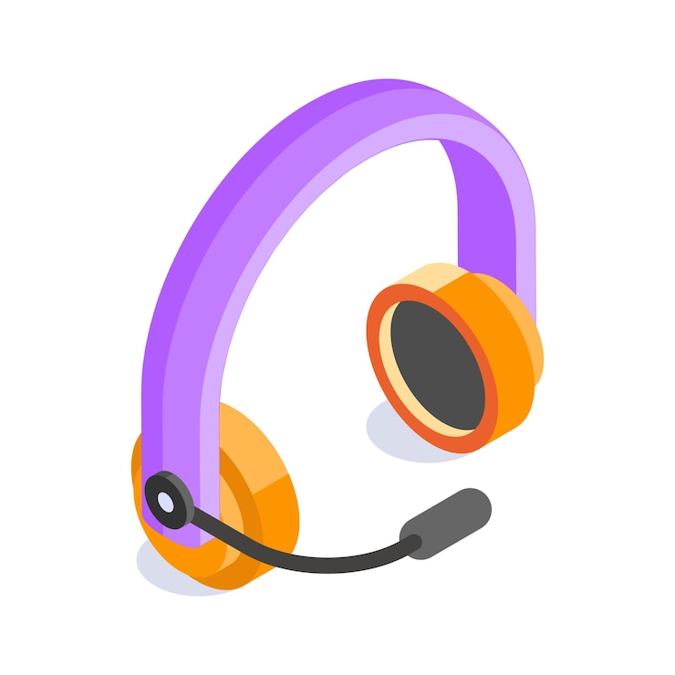 Vetor ícone representando suporte ao cliente ou comunicação com um fone de ouvido colorido com um microfone