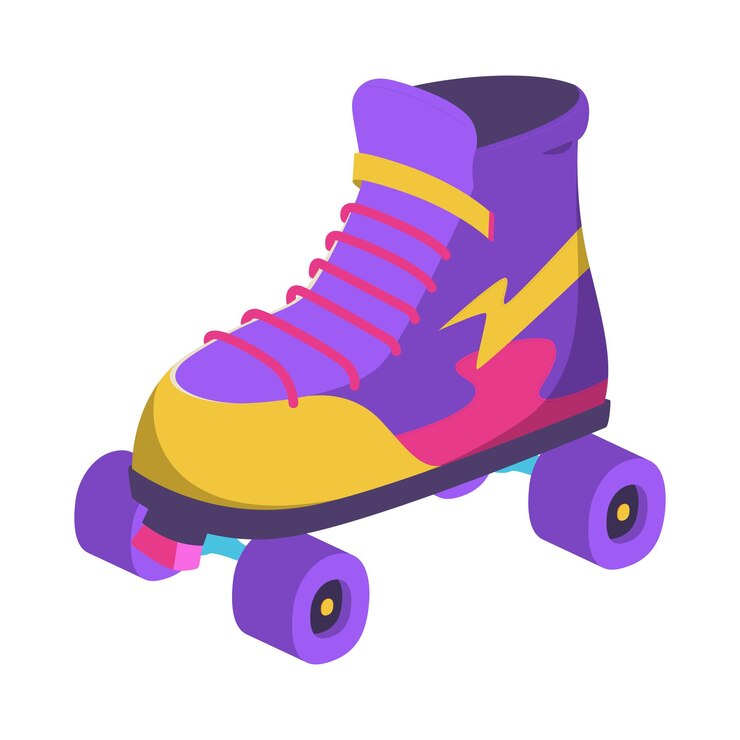 Vetor ícone retro da arte pop do skate roxo isolado