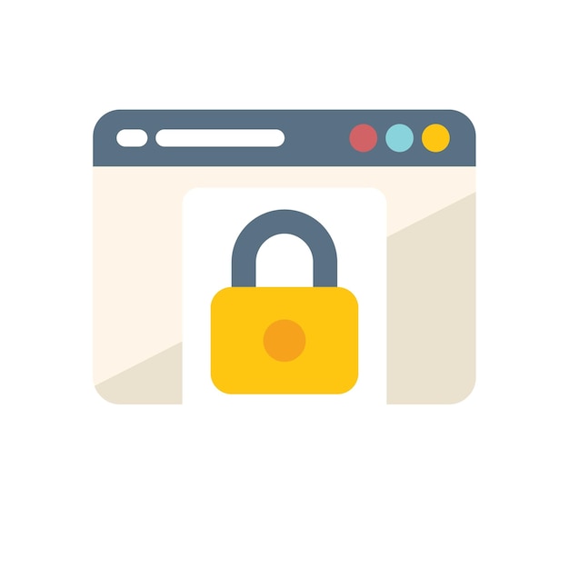 Ícone seguro da Web vetor plano Privacidade de dados Seguro cibernético isolado