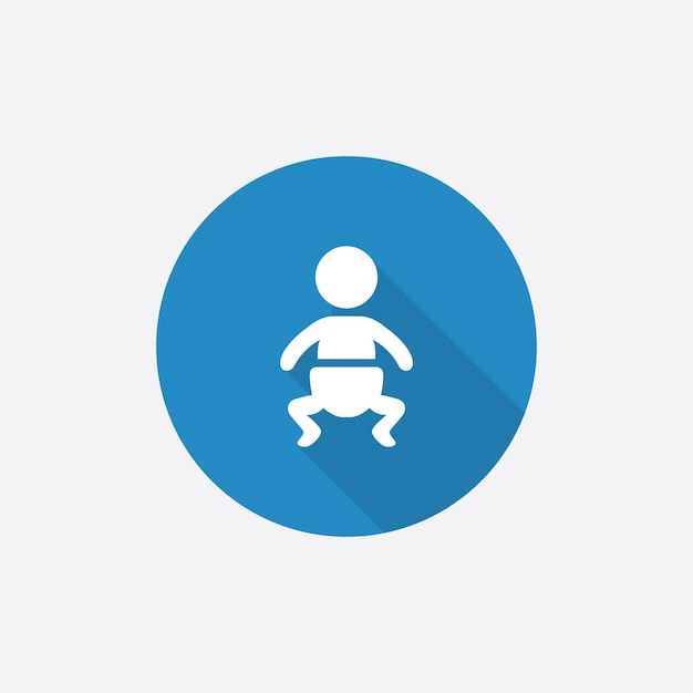 Ícone simples azul liso do bebê com sombra longaxa
