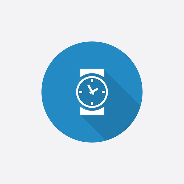 Ícone simples azul plano de tempo com sombra longaxA