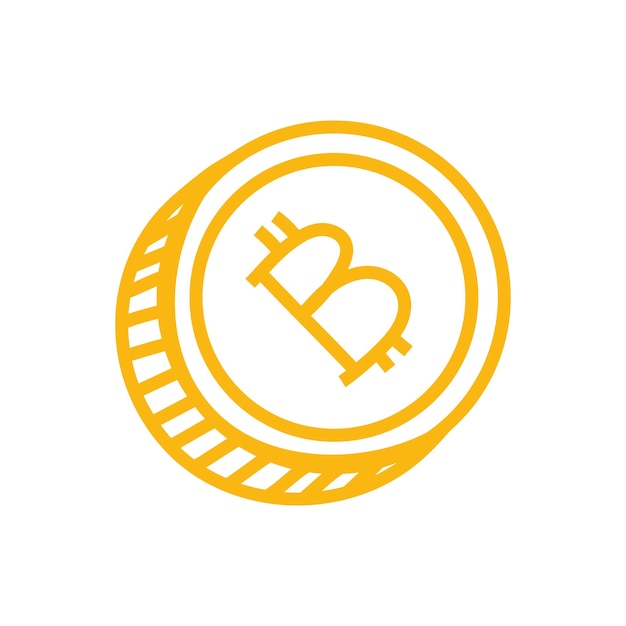 Ícone simples da moeda bitcoin na cor ouro amarelo para notícias e sites