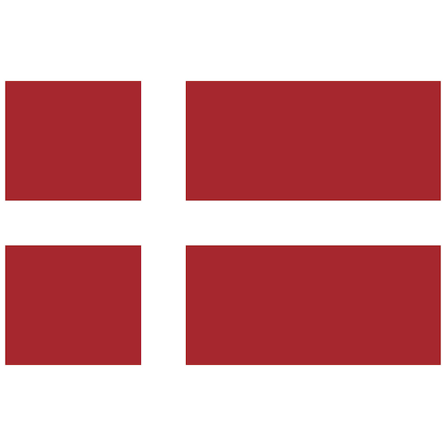 Ícone simples do vetor da bandeira da dinamarca isolado no fundo branco