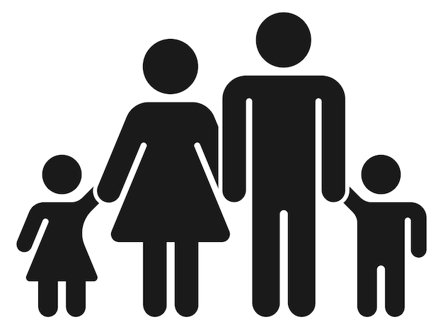 Ícone simples preto da família Símbolo minimalista de pais e filhos