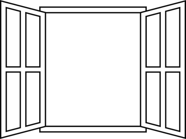 Ícone sinal janela aberta contorno de vetor moldura de janela aberta