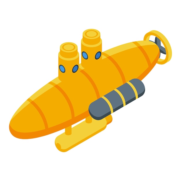 Vetor Ícone submarino amarelo isométrico do ícone vetor submarino amarelo para web design isolado em fundo branco