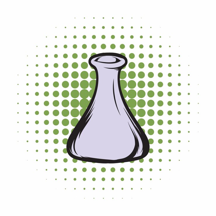Vetor ícone transparente da banda desenhada da garrafa do laboratório químico em um fundo branco