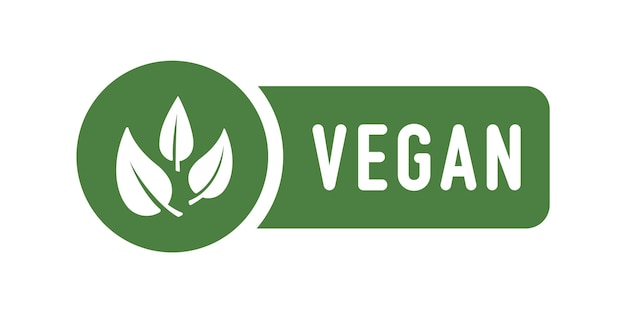 Vetor Ícone verde vegan no fundo branco sinal de comida vegana com folhas