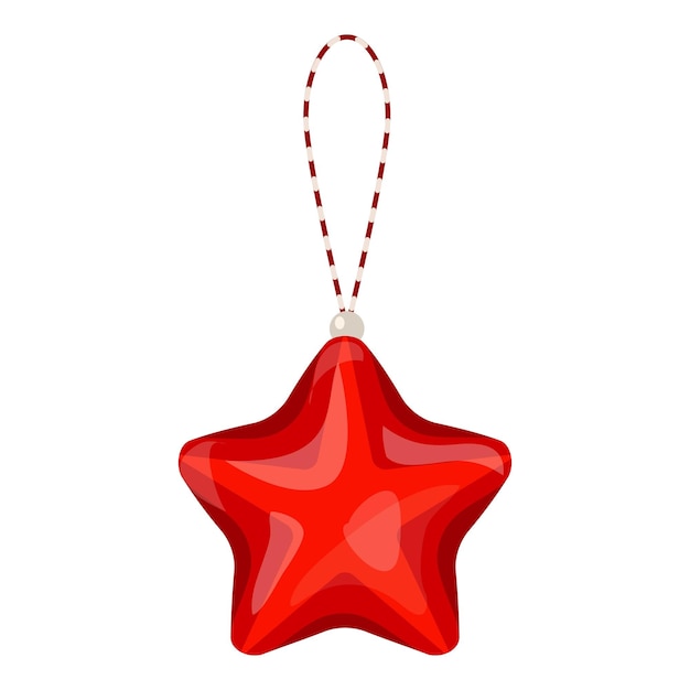 Vetor Ícone vermelho da estrela do natal dos desenhos animados do ícone vermelho do vetor da estrela do natal para o design web isolado no fundo branco