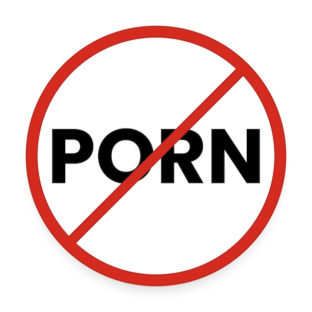 Ícone vermelho sem sinal de pornografia com ilustração vetorial de sombra