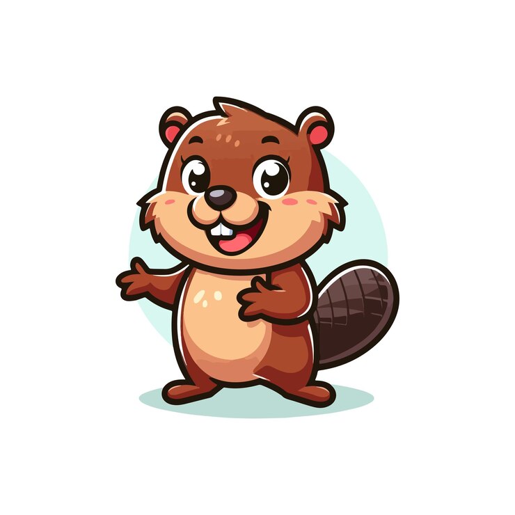 Vetor ícone vetorial de desenho animado de castor feliz bonito ilustração de ícone de natureza animal conceito de vetor plano isolado