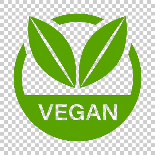 Vetor Ícone vetorial de rótulo vegano em estilo plano ilustração de selo vegetariano em fundo transparente isolado conceito de alimentos naturais ecológicos