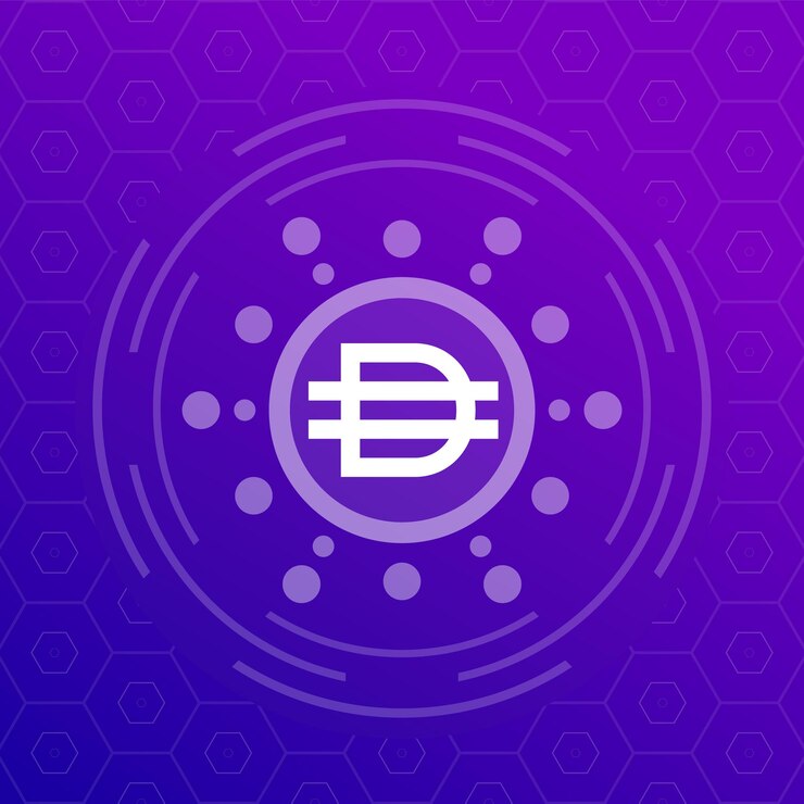 Vetor ícone vetorial de token de criptomoeda da dai