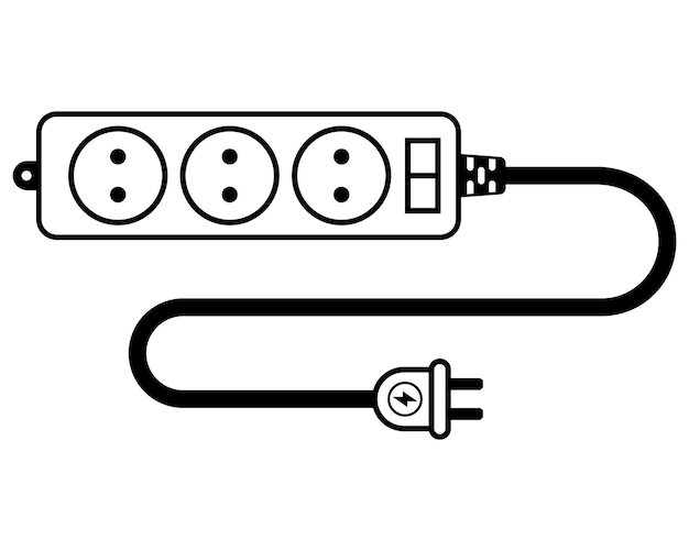 Ícone vetorial de um cabo de extensão para fornecer eletricidade através de um soquete