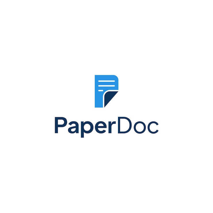 Vetor ícone vetorial do modelo de logotipo da letra p, conceito de logotipo de papel de documento