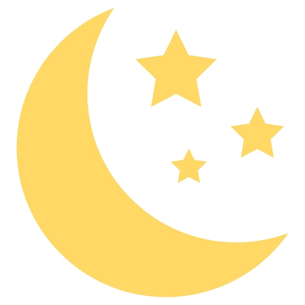 Ícone vetorial plano de lua e estrelas isolado em fundo branco