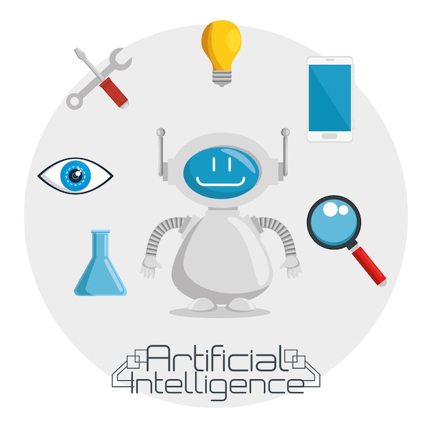 Vetor Ícones configurados para a tecnologia de inteligência artificial