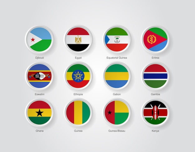 Ícones da bandeira 3d de países da áfrica - parte 02