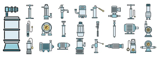 Vetor icones da bomba definem a linha de cor do vetor