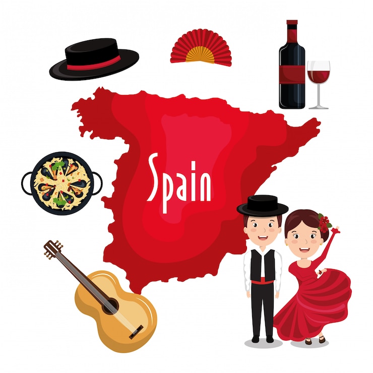 Vetor ícones da cultura espanhola isolado ícone do design